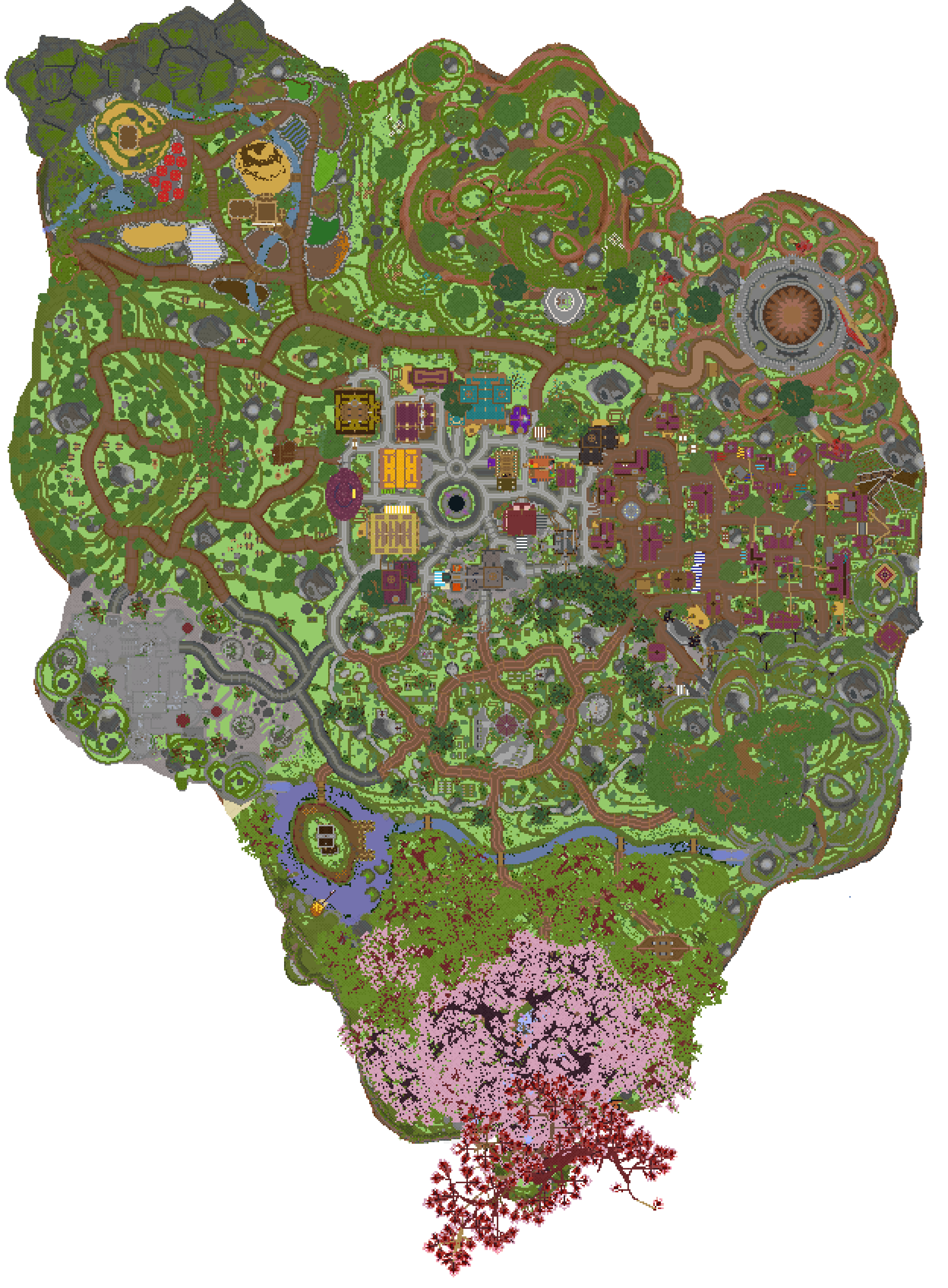 Bird-view Minecraft world map
